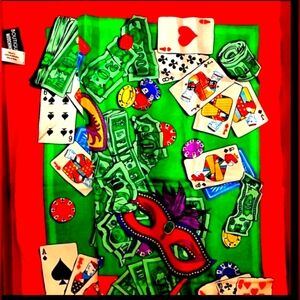Nwot Vintage Moschino Boutique Colorful Casino-Themed Scarf 🧣